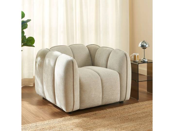 Fauteuil 1 place tissu chenille beige