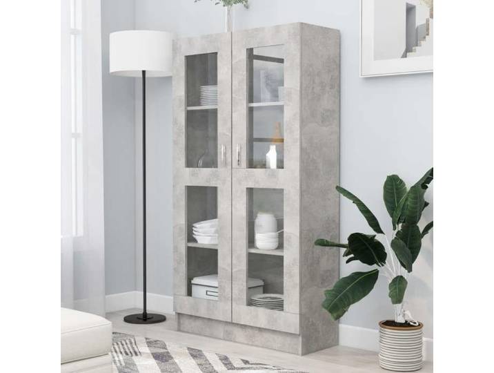 BEAU Meuble rangement sur Pied - Armoire à vitrine - Gris béton - 82 5x30 5x150 cm - bois d'ingénierie mode604728