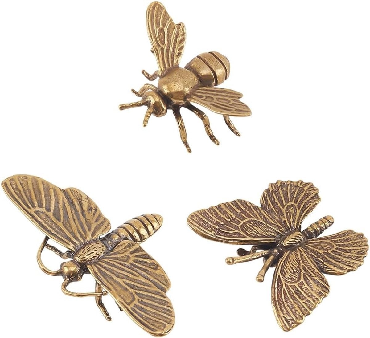 Set van 3 Mini Bij Sculpturen met Libelle en Vlinder voor DIY Ambachten en Decoratie