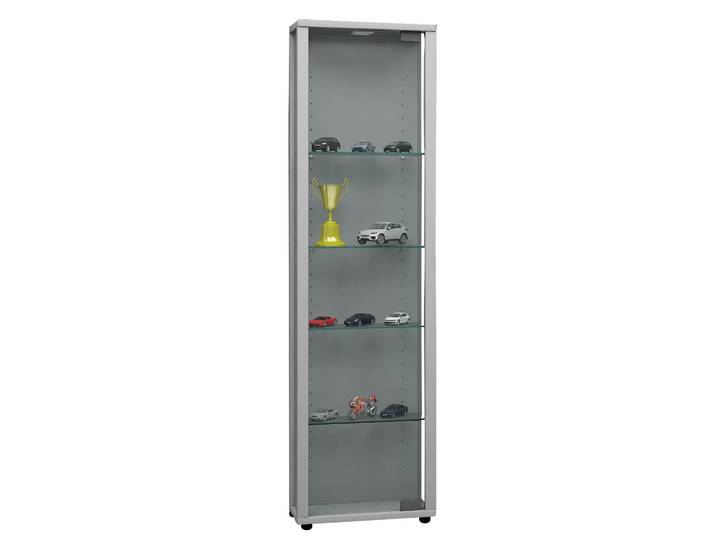 Standvitrine VCM Holz Glas Stand Vitrine Sammelvitrine Edana Mini , silber, B:33cm, Obermaterial: 100% Holz Wood., Schränke, Standvitrine