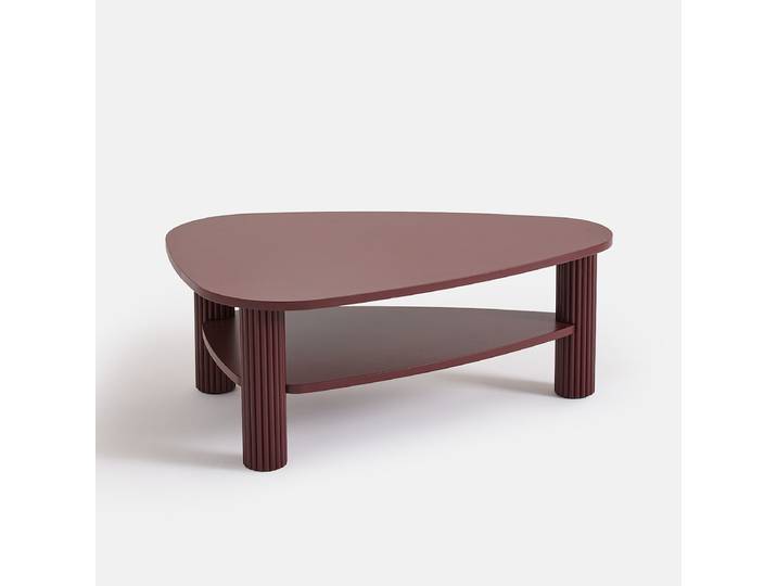 LA REDOUTE Table basse double plateau, en plaqué chêne et pin massif, CLIFF Rouge Bordeaux
