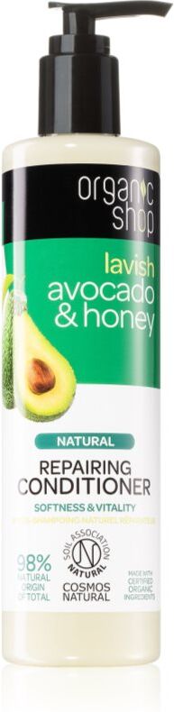 Organic Shop Natural Avocado & Honey après-shampoing régénérant pour cheveux secs et abîmés 280 ml