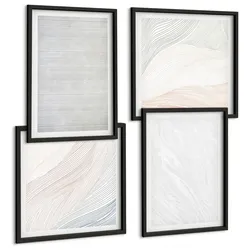 BILDER SET 4er Set - 50x50 cm & 40x60 cm Schwarzer Rahmen - Leuchtende Strukturen, Sandmuster