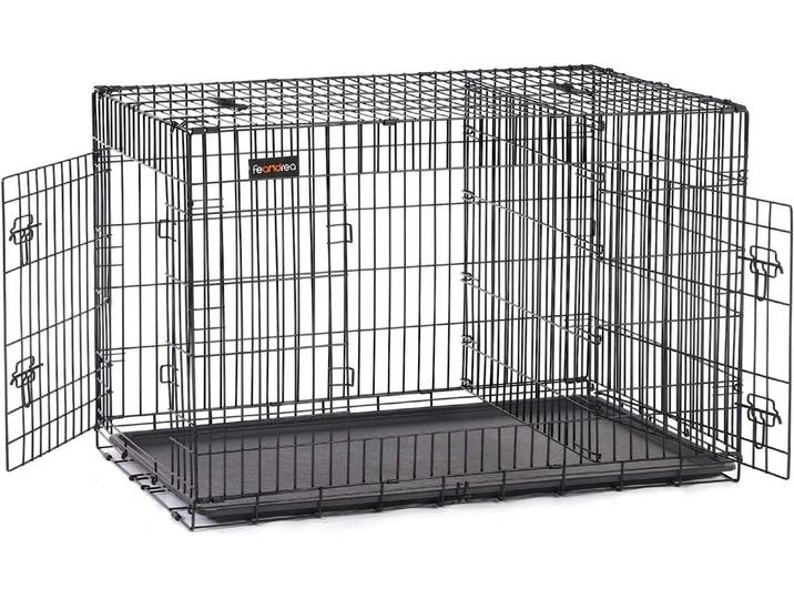 Faltbare Hundebox mit 2 Türen 122x74x80 cm Schwarz