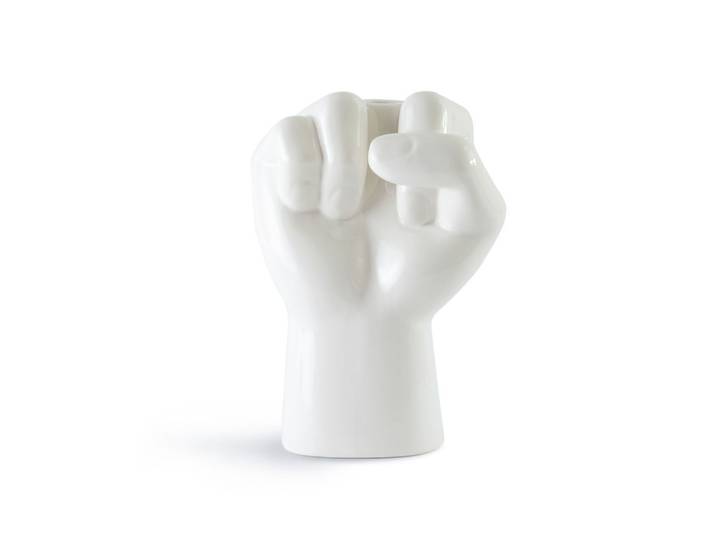 Fckvase - Abstracte Porseleinen Vaasje - Shiny Fist met Middelvinger - Wit