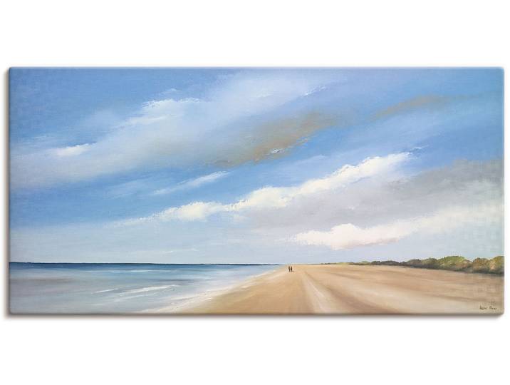 Leinwandbild ARTLAND Am Strand entlang III , blau (farbe bild(er): blau), B:100cm H:50cm, Bilder, Leinwandbild, auf Holzrahmen gespannt