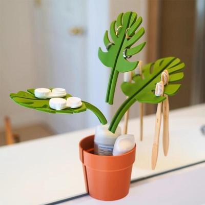 Uplifted Trends Monstera Mirror Bathroom Organizer And Jewelry Holder Monstera Mirror Bathroom Organizer And Jewelry Holder