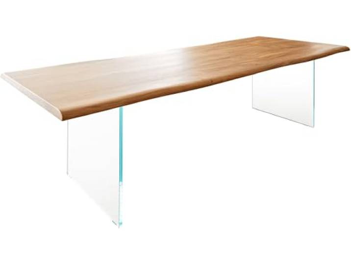 DELIFE Esszimmertisch Edge Akazie Natur 260x100 Glas Live-Edge Esstisch