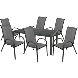 Mojawo, Gartenlounge, Gartengarnitur Sitzgarnitur 5-teilig 160x90cm WPC Anthrazit/Grau