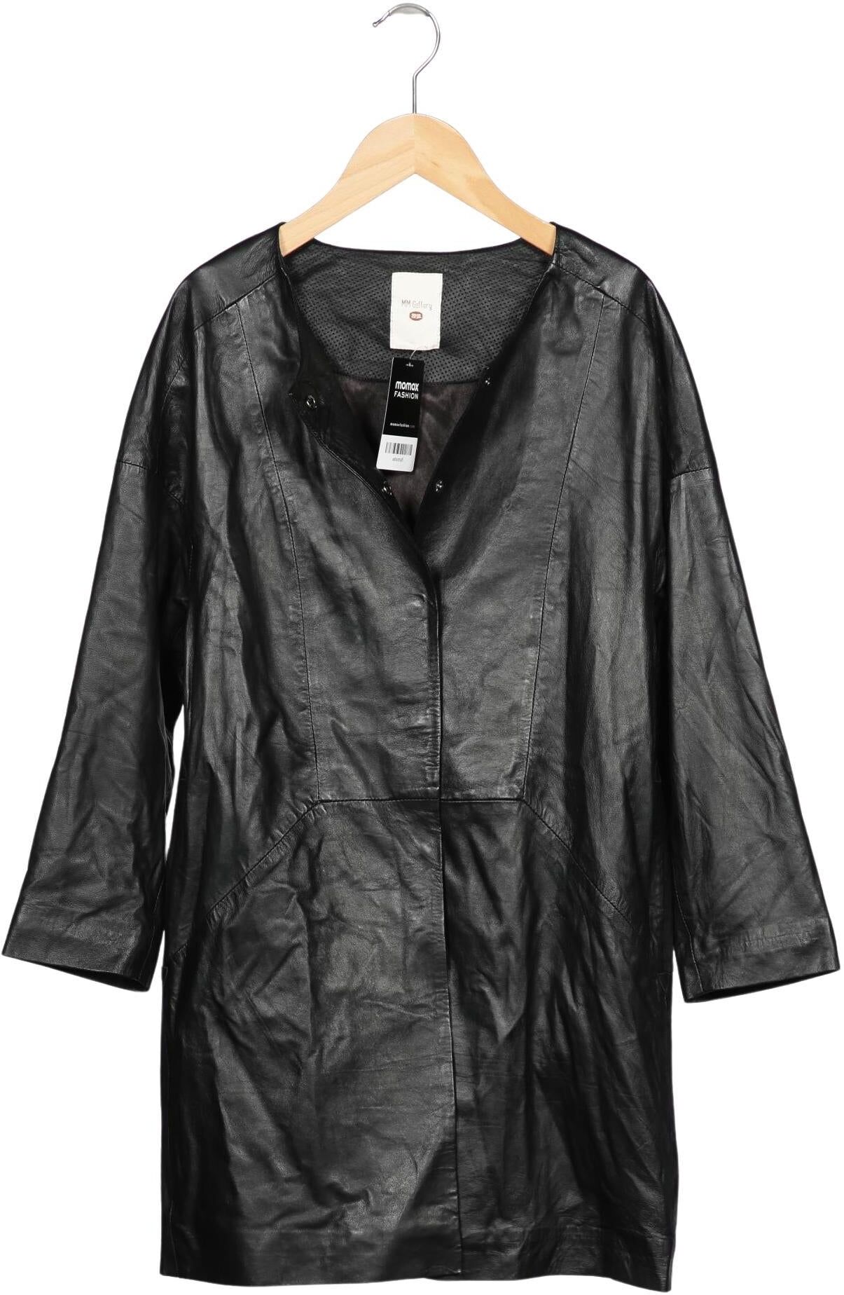 Mos Mosh Damen Mantel, Schwarz, Gr. EU 36, Leder - Second Hand