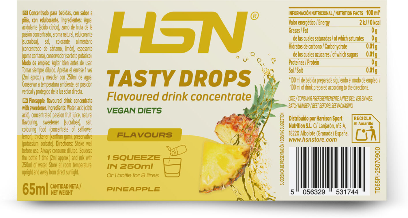 HSN Tasty drops (saborizante líquido sin calorías) 65ml piña - Saborizantes - Líquido - 33  Servicios