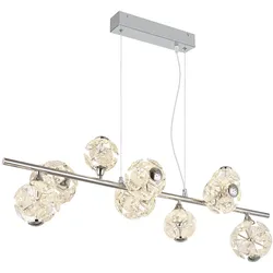 LED Hängeleuchte Hängelampe Esszimmerlampe Kristall Silber Metall H 120 cm