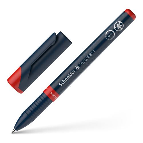 Schneider Topball 811 Tintenroller rot/silber 0,5 mm, Schreibfarbe: rot, 1 St.