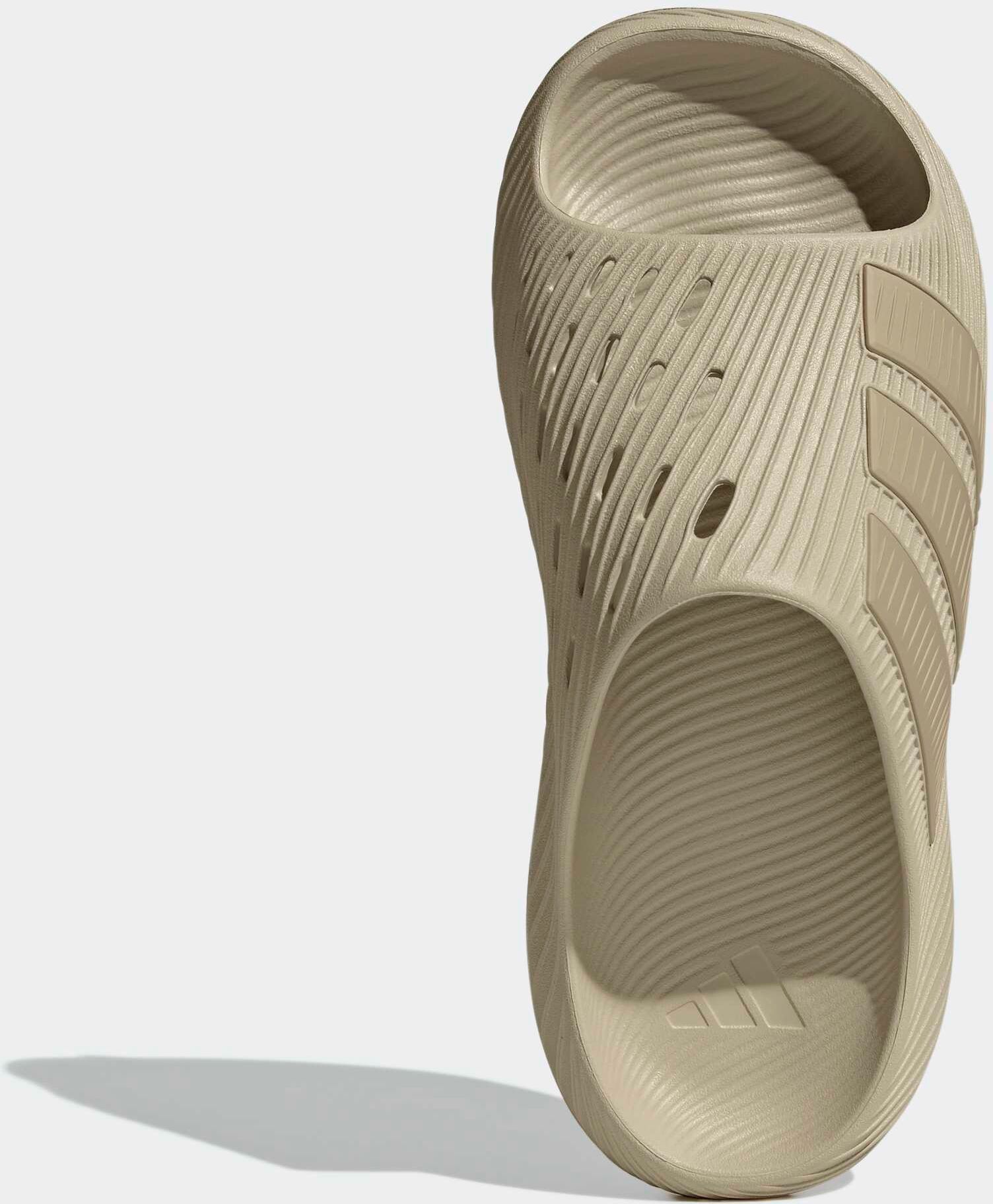 Badesandale ADIDAS SPORTSWEAR "PURECHILL SLIDES", Herren, Gr. 47, beige (khaki three, gold rw, gold rw), Synthetik, Schuhe Badesandale, Badelatschen khaki three, gold rw, gold rw 47