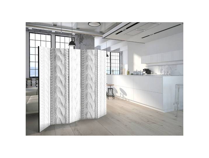 Paravent White Knit Fleece Weiß 225 x 172 x 3cm