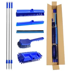 Haug Starterpaket Lebensmittelbereich Hygiene blau je 1x Schrubber, Besen, Schieber, Bürste, Lippe, 3x Stiel