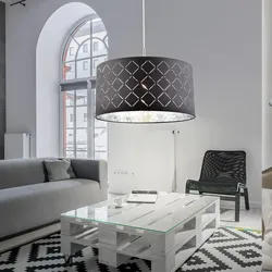 Hängelampe Deckenleuchte Wohnzimmer Stoffschirm hängend Pendelleuchte, Metall Textil grau, 1x E27, DxH 40x140 cm