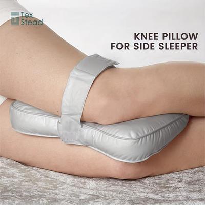 Inspired Finds ErgoRest Memory Foam Knee Pillow With Adjustable Strap Orthopedic Side Sleeper Support For Pregnancy, Back Pain & Offi white