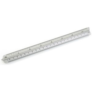 Wedo Dreikantmaßstab 5255101, Aluminium, 30cm, Architekt, Teilung 1:10 bis 1:1250