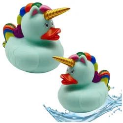 Ente Einhorn Badespielzeug Regenbogen Mähne Schwanz Grün