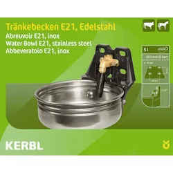 Kerbl Edelstahlbecken E21 mit Rohrventil, 1/2"-Anschluss - 221860