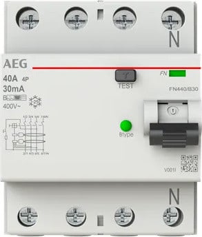 AEG Busch-Jäger FI-schakelaar FN440/B30, 4-polig, type B, 40A, 30mA