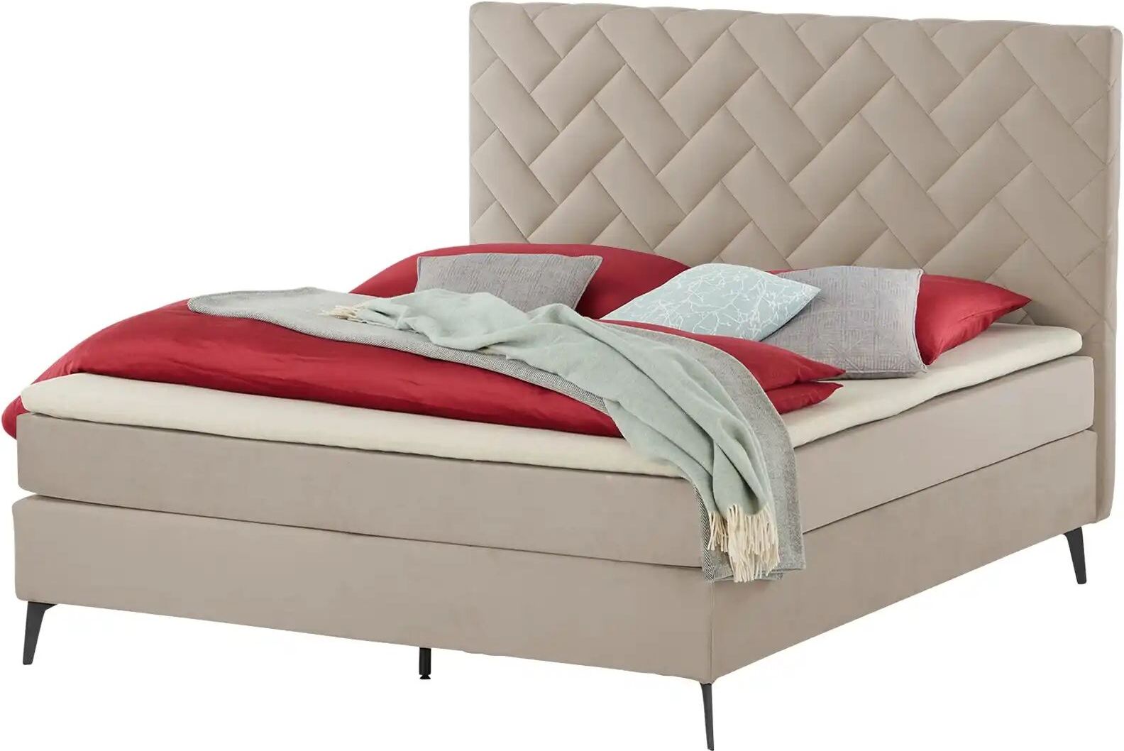 Höffner Boxspringbett  Weave ¦ beige ¦ Maße (cm): B: 200 H: 122