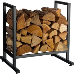 Relaxdays, Zubehör Kerzen + Kamin, Modernes Kaminholzregal aus Metall