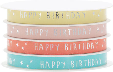Geschenkbänder-Set "Happy Birthday", 10 mm, 4x 5 m