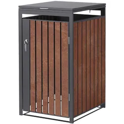 ML-Design Mülltonnenbox für 1 Tonne bis 240 Liter Anthrazit/Rostoptik aus Stahl/Cortenstahl