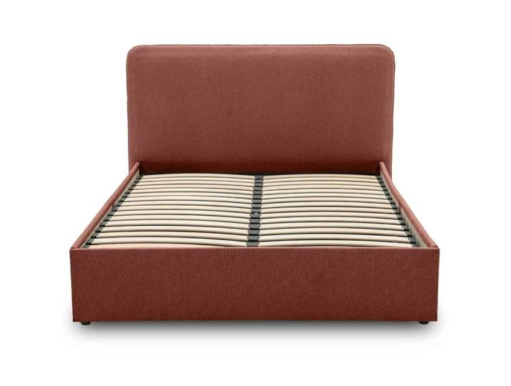 Lit coffre 140x190 en tissu terracotta
