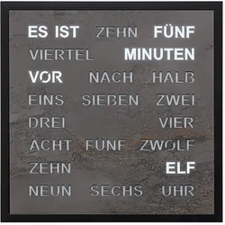 Filius 0402-4 Wort-Wanduhr Quadratische Wortuhr Anthrazit 40 cm