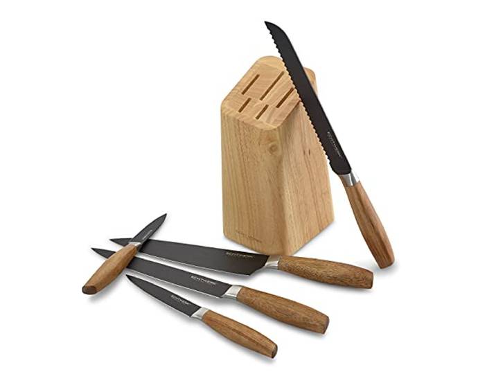 ECHTWERK Küchenmesser Set aus hochwertigem Stahl, 6-teiliges Messerset mit Holzblock aus Pakkaholz, Küchenmesser-Set, Spezialstahl, Extrem scharf, Black-Edition