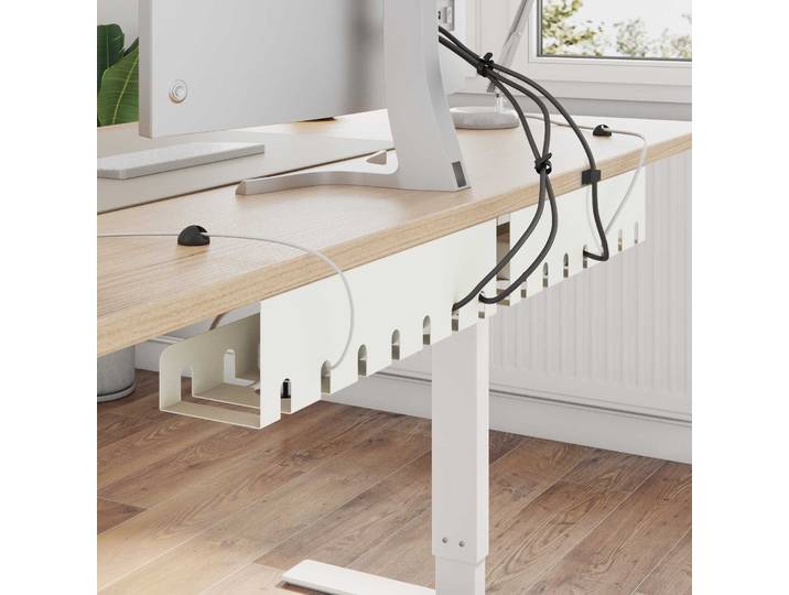 vidaXL Unter dem Schreibtisch Kabelmanagement Tray 2 Stk. Weiß