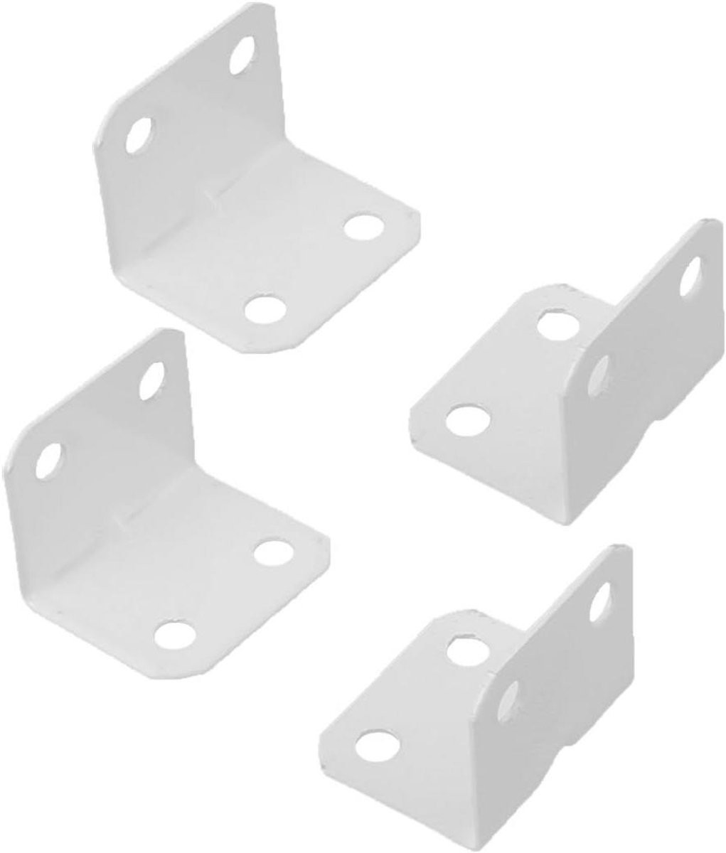 Set van 4 witte L-vormige metalen hoekbeugels voor het verstevigen van meubels