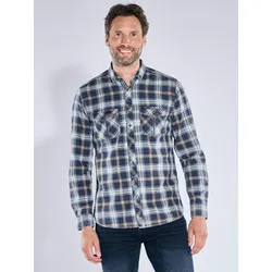 engbers Herren Langarm-Hemd kariert Blau regular Button Down - M