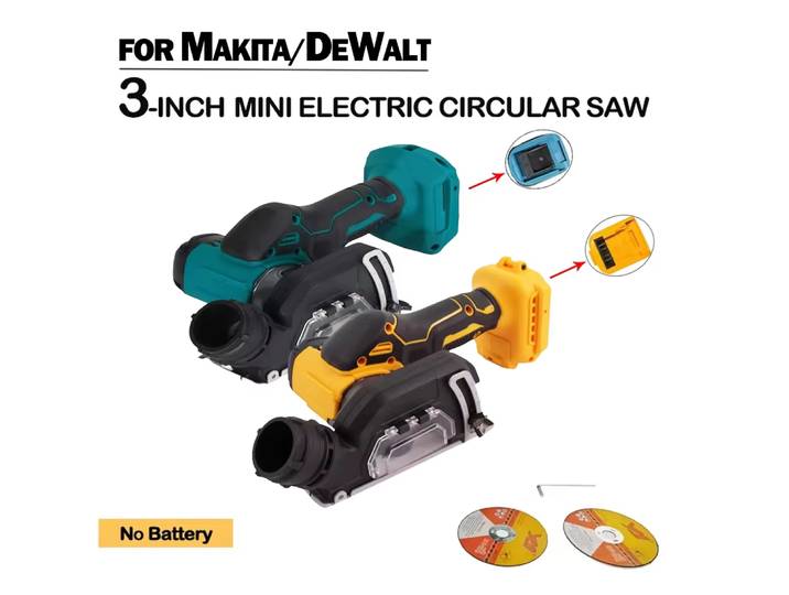Mini meuleuse d'angle électrique sans fil 3 pouces, outil de coupe électrique, scie circulaire, outil électrique adapté à la batterie Makita/Dewalt 18V
