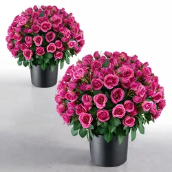 VEVOR 2er-Pack Kunstblumen im Topf 457 mm Hoch Gefälschte Rosen Rosenrot, Künstliche Topfblumen für Innen- & Außenbereich, aus Seidenstoff & PE-Kunststoff, Sofort Einsatzbereite Deko, Pflegefrei