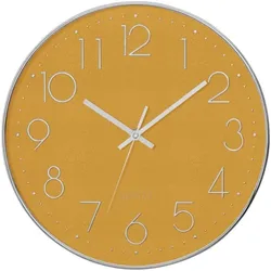 Atmosphera, Wanduhr, Cichy zegar ścienny do sypialni, zegar z cichym mechanizmem, żółty, Ø 30 cm (30 cm)