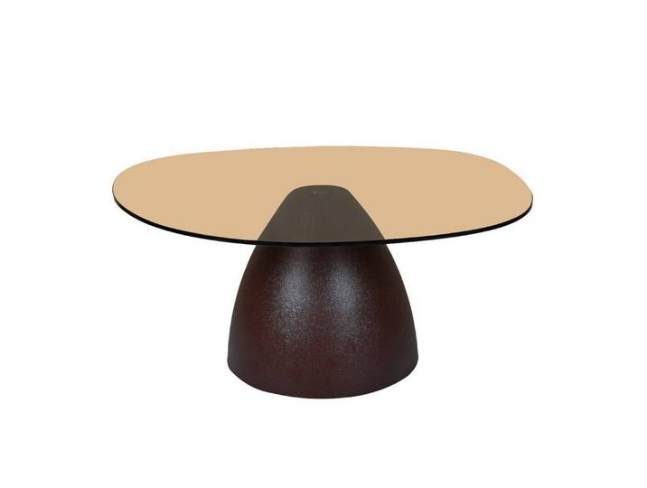 Natur24 Beistelltisch Brix Couchtisch 86x76x35 cm Glas Stahl Braun