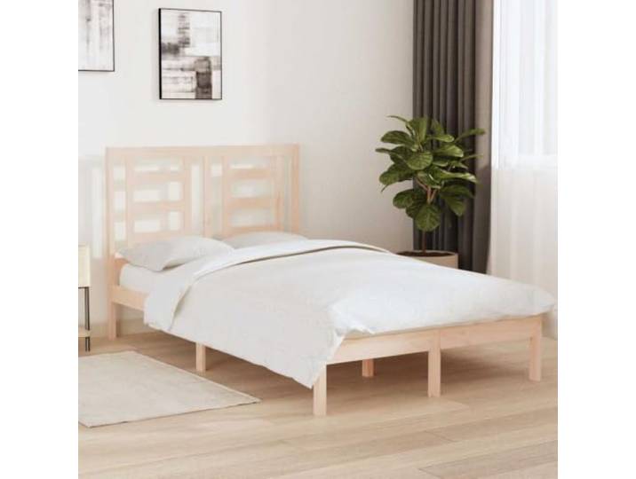 KGHFDVB Bett Natur 120 x 200 cm aus massivem Kiefernholz (unbehandelt) für Matratze 120 x 200 cm, mit klassischem Kopfteil, fürs Schlafzimmer, Massives Kiefernholz