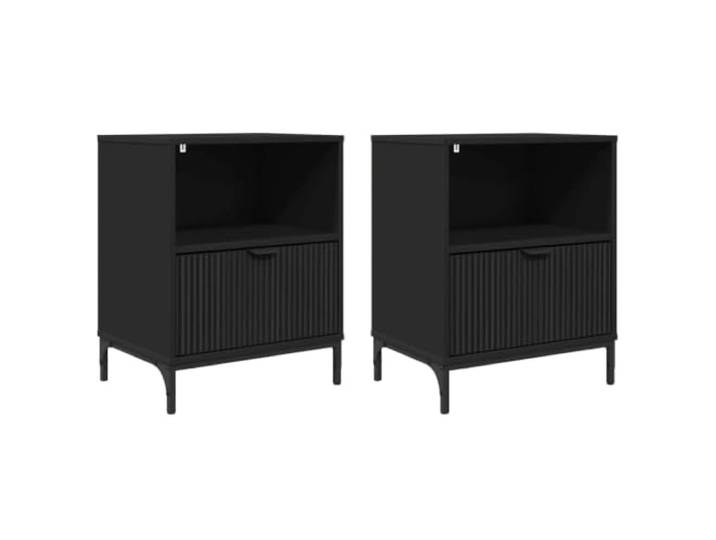 Heofavd Nachttisch 2er Set Schwarz 49x36x61 cm Beistelltisch MDF