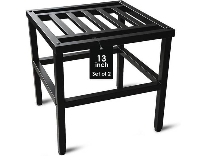 Lot de 2 Supports Pots de Fleurs Métal Noir 33 cm Robustes Antirouille Intérieur Extérieur