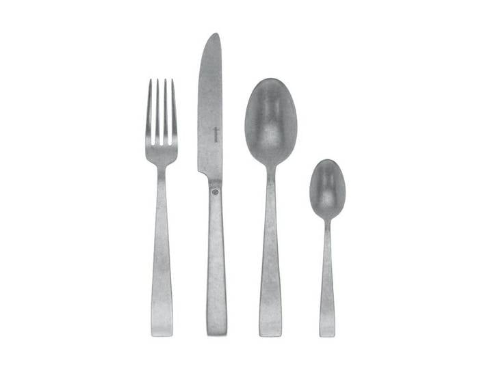 sambonet Besteck-Set Besteck Set 24tlg. Vollheft Flat Vintage Edelstahl antik (24-tlg), Edelstahl rostfrei, Besteck Set, Edelstahl rostfrei, silber