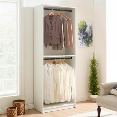 Klair Living "Prosper 32"" White Wood Walk-in Closet with Two Rods - 31.4""W x 15.7""D x 83"" H"