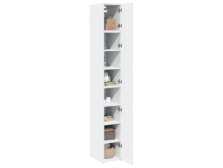 KTHLBRH Schrank hoch weiß 30 x 42,5 x 225 cm 8 Fächer, mehrschichtiges Holz, umkehrbare Tür, Wandbefestigung im Lieferumfang enthalten