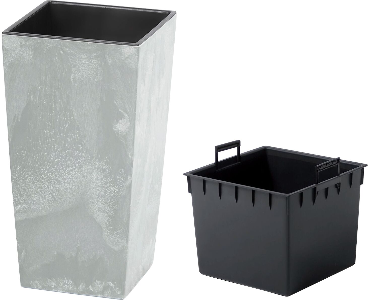 Pflanzkübel PROSPERPLAST "Urbi Square Beton", blau (betongrau), B:22cm H:42cm T:22cm, Polypropylen, Pflanzgefäße, Pflanzkübel, BxTxH: 22x22x42 cm
