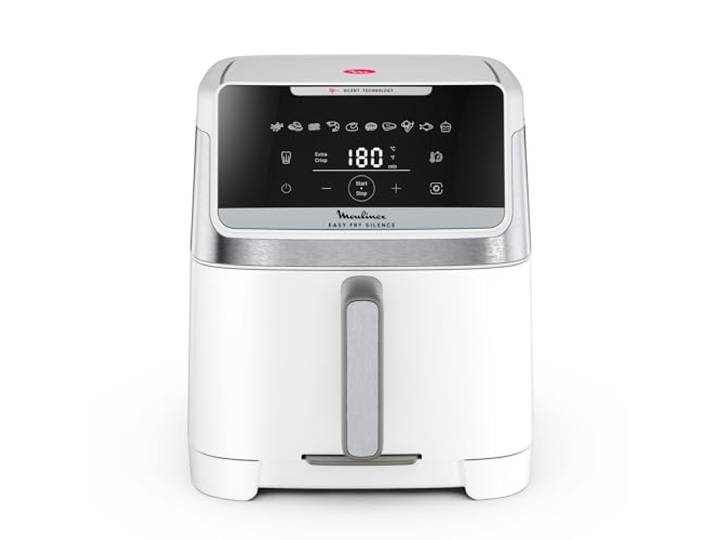 Moulinex - Easy Fry Silence Air Fryer - 10 programmes - 7 L - Blanc Friteuse à air multifonctions pour 8 personnes - Technologie Silence brevetée - Cuisson rapide - Façade amovible