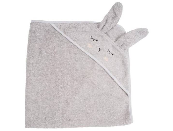 Badetuch mit Kapuze Hase Silbergrau