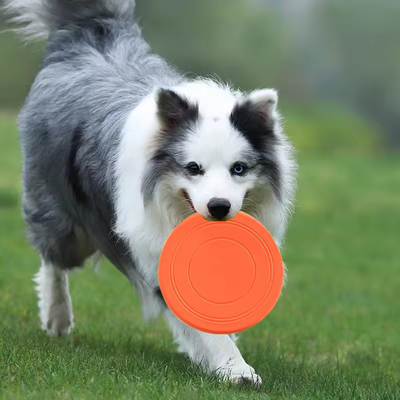 The Handy Homestead Durable Pet Frisbee Toy For Dogs Tear Resistant Rubber Flying Disc For Training And Fetch orange